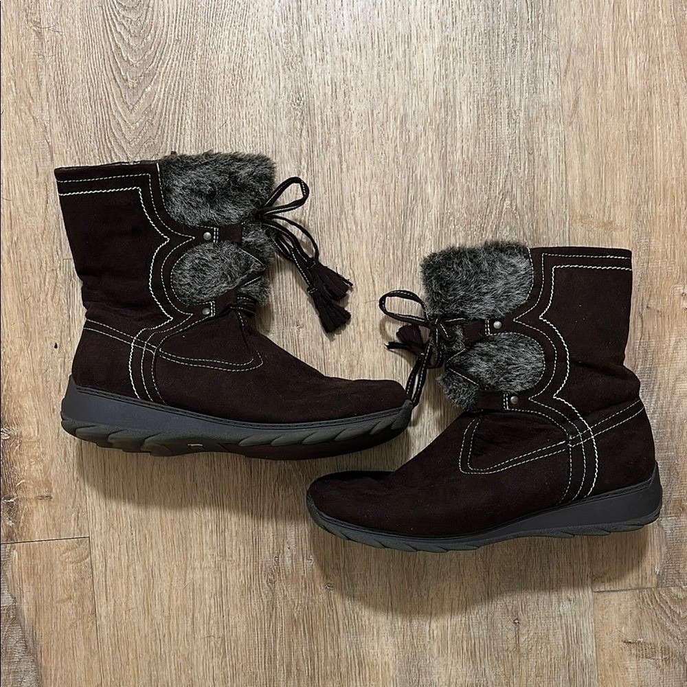 CLOUDWALKERS‎ | Women's Lori Suede Cozy Fur Lined Mid Calf Winter Boots, Size 11